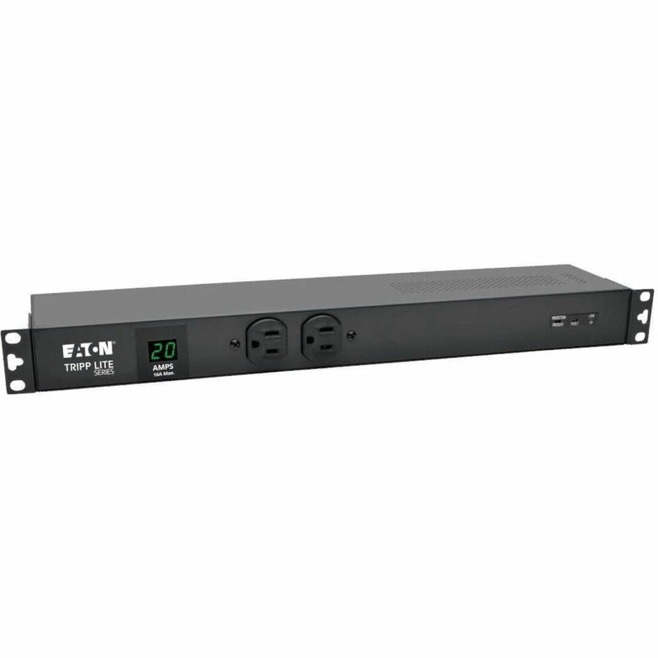 Tripp Lite by Eaton PDU 2kW Single-Phase Local Metered PDU + ISOBAR Surge Suppression, 3840 Joules, 100-127V Outlets (12 5-20R, 2 5-15R), L5-20P/5-20P, 15 ft. (4.57 m) Cord, 1U Rack-Mount - PDUMH20-ISO
