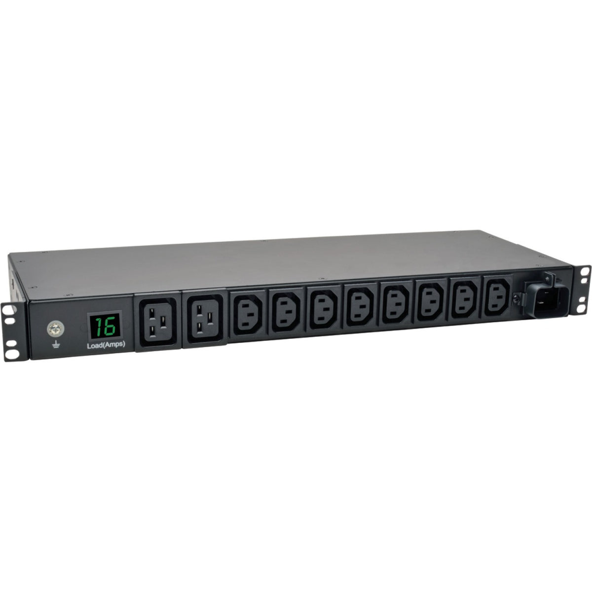 Tripp Lite by Eaton 3.7kW Single-Phase Local Metered PDU, 208/230V Outlets (8 C13, 2 C19) IEC-309 16A Blue, 8 ft. (2.43 m) Cord, 1U Rack-Mount, TAA - PDUMH16HV