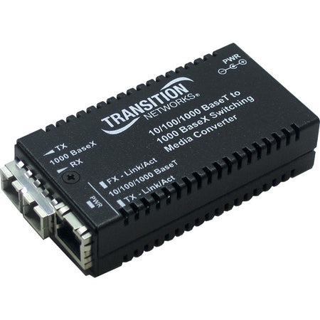 Transition Networks Mini Gigabit Ethernet Media Converter 10/100/1000Base-T to 1000Base-SX/LX - M/GE-PSW-SX-01(ST)-NA