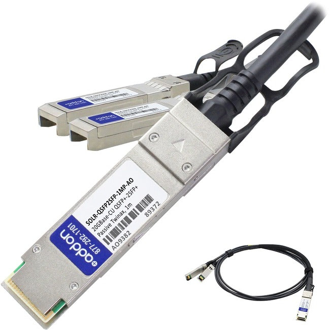 AddOn Solarflare SOLR-QSFP2SFP-1MP Compatible TAA Compliant 20GBase-CU QSFP+ to 2xSFP+ Direct Attach Cable (Passive Twinax, 1m) - SOLR-QSFP2SFP-1MP-AO