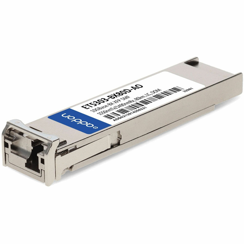 AddOn Edge-corE ET5303-BX80D Compatible TAA Compliant 10GBase-BX XFP Transceiver (SMF, 1550nmTx/1490nmRx, 80km, LC, DOM) - ET5303-BX80D-AO