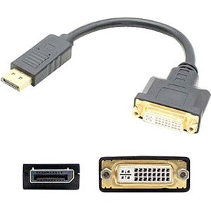 HP FH973AT Compatible DisplayPort 1.2 Male to DVI-I (29 pin) Female Black Adapter Which Requires DP++ For Resolution Up to 2560x1600 (WQXGA) - FH973AT-AO