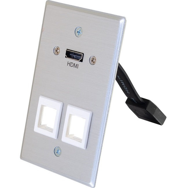 C2G 1-Gang HDMI Pass Through Wall Plate with Two Keystone Jacks - Aluminum - 60160