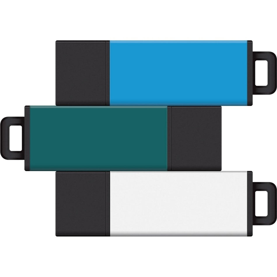 Centon 8GB USB 2.0 Pro2 3Pk (Aqua, Teal. White) - S1-U2T04-8G-3