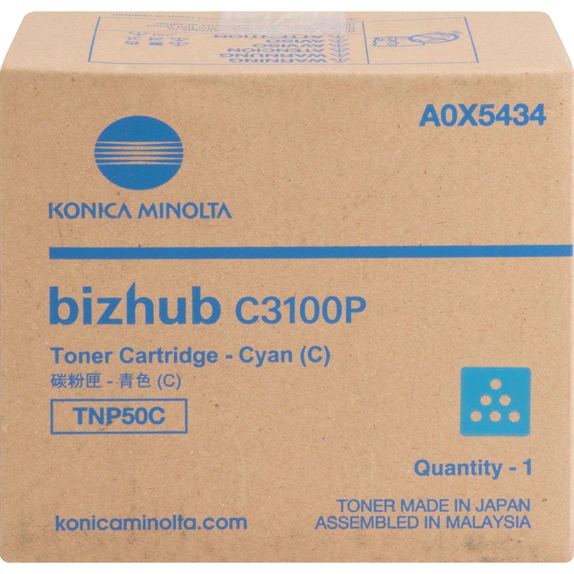 Konica Minolta TNP50C Original Laser Toner Cartridge - Cyan - 1 Each - A0X5434