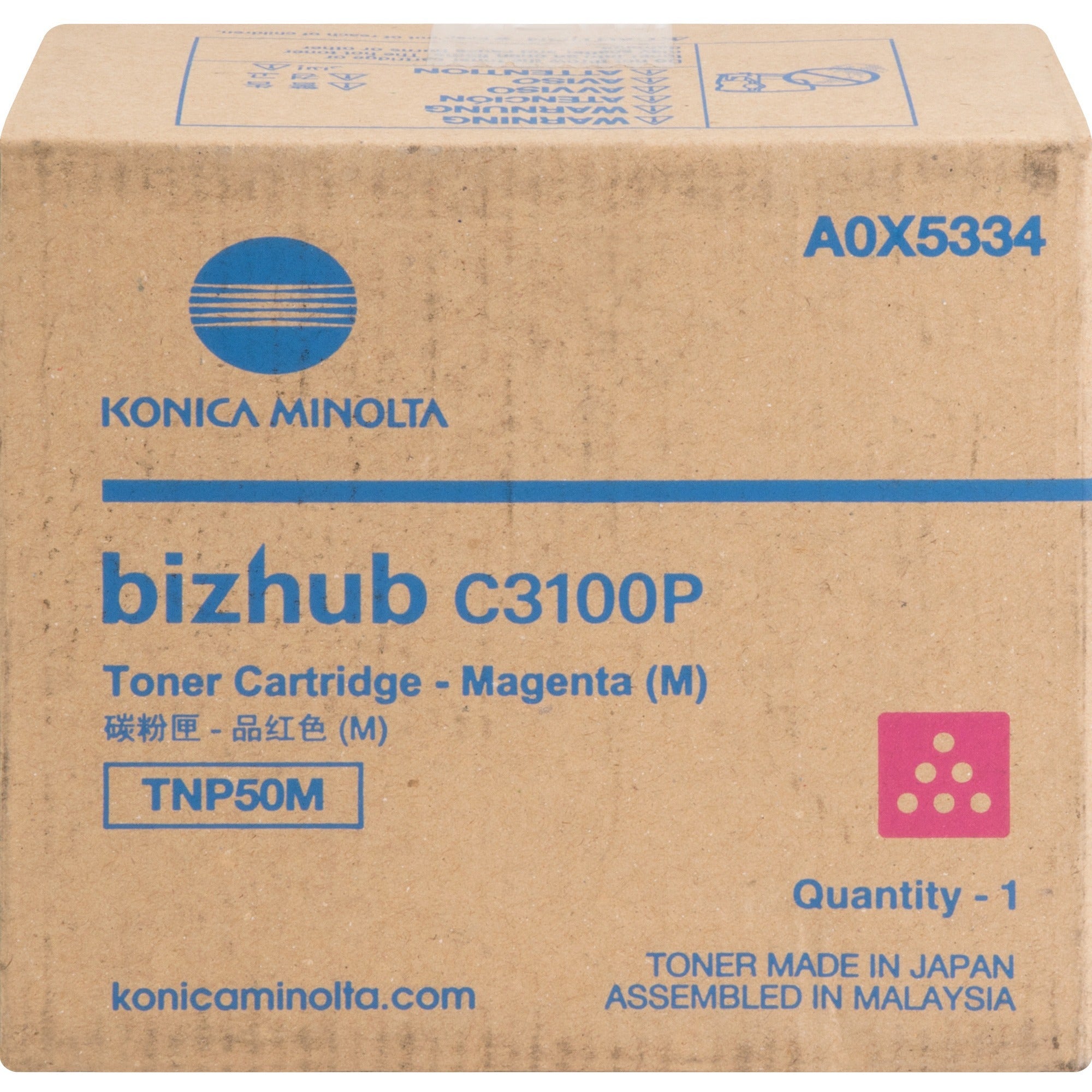 Konica Minolta TNP50M Original Laser Toner Cartridge - Magenta - 1 Each - A0X5334