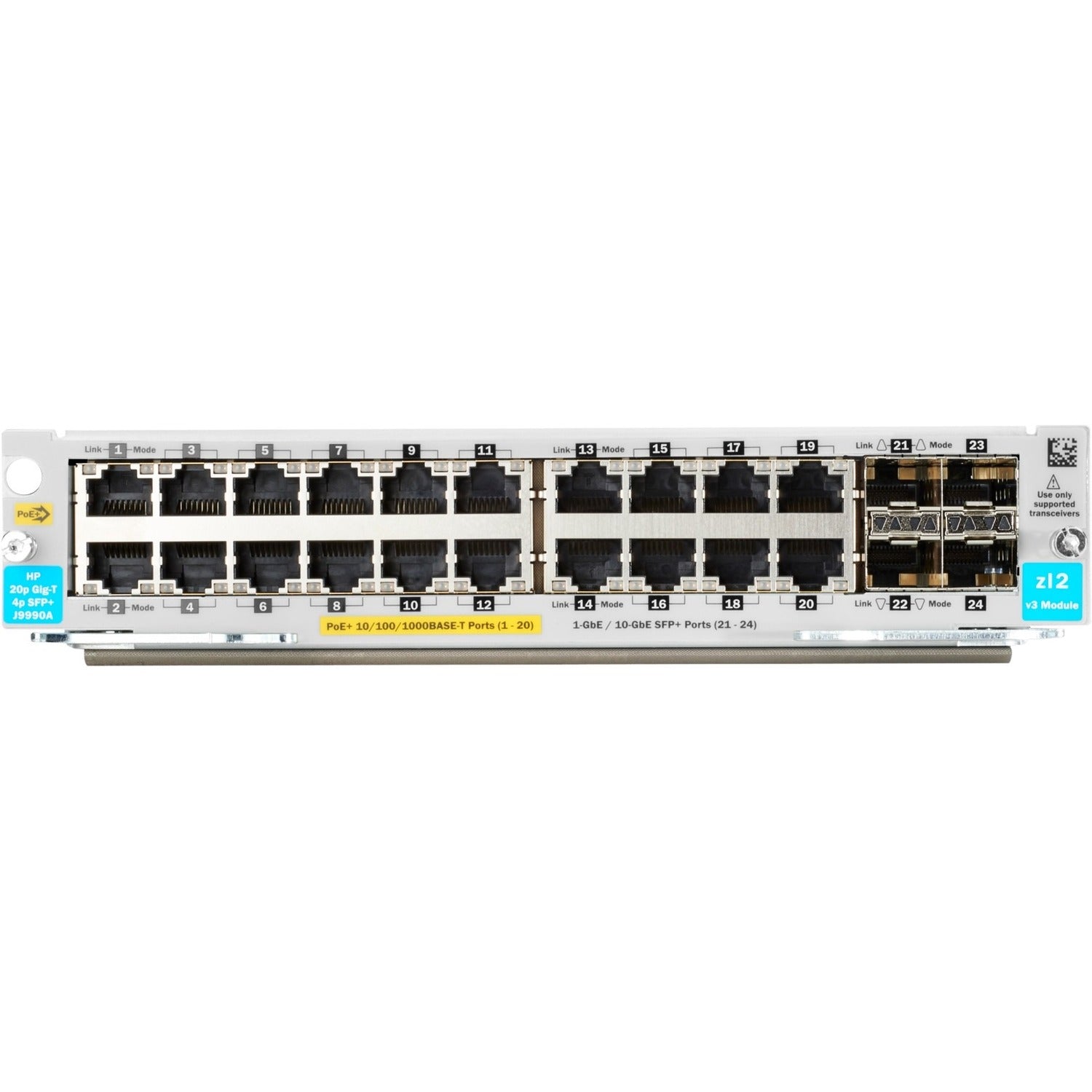 HPE 20-port 10/100/1000BASE-T PoE+ / 4-port 1G/10GbE SFP+ MACsec v3 zl2 Module - J9990A