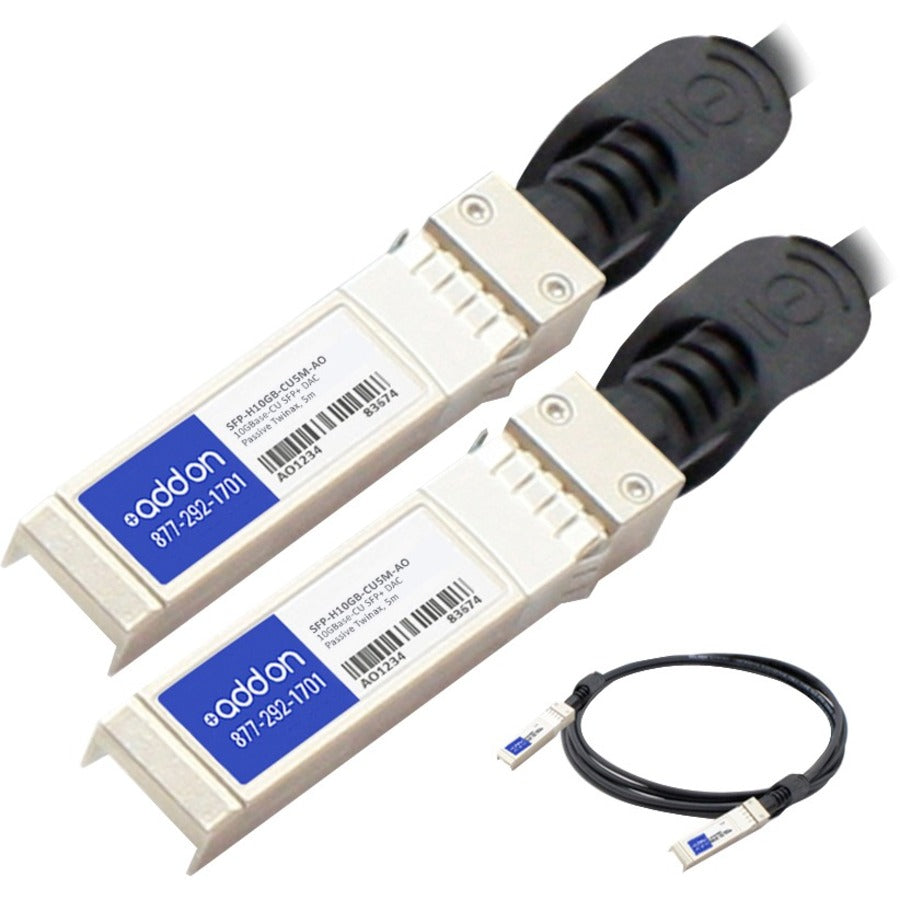 AddOn Cisco&reg; SFP-H10GB-CU5M Compatible TAA Compliant 10GBase-CU SFP+ Direct Attach Cable (Passive Twinax, 5m) - SFP-H10GB-CU5M-AO