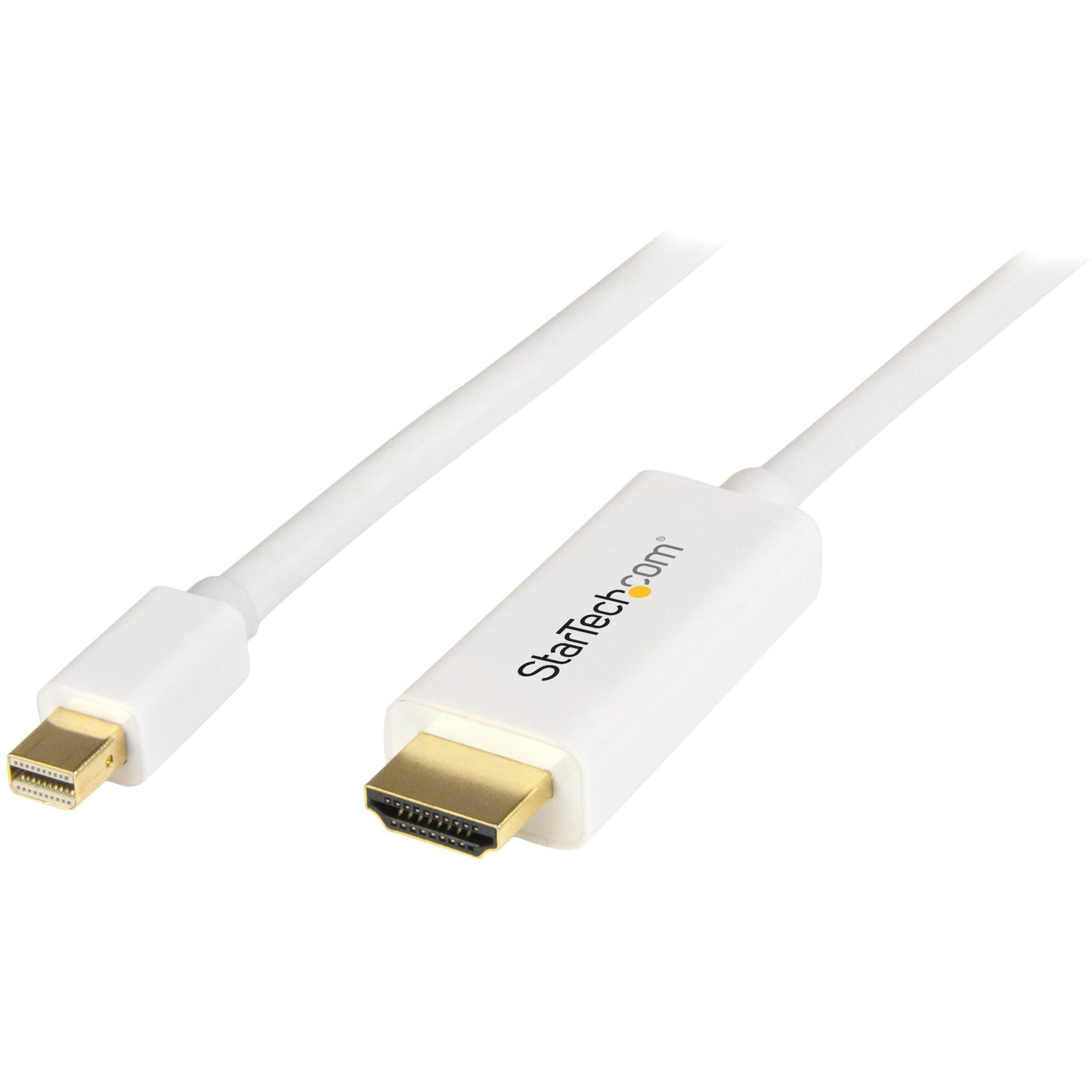 StarTech.com Mini DisplayPort to HDMI Converter Cable - 3 ft (1m) - 4K - White - MDP2HDMM1MW