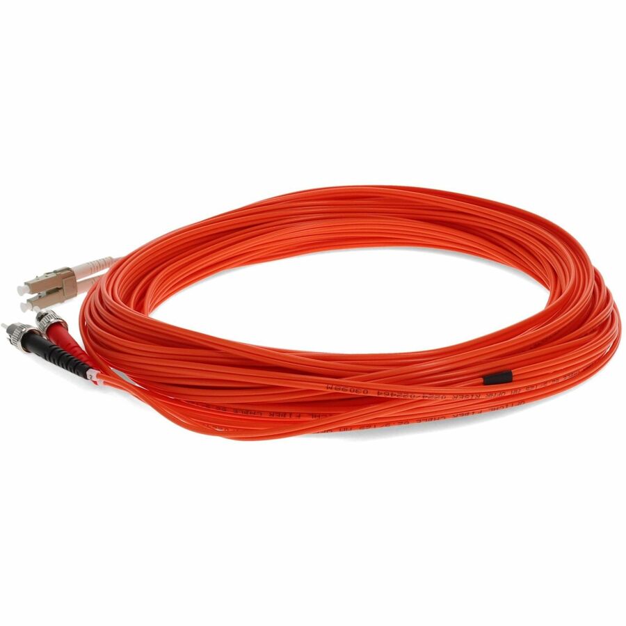 AddOn 30m ST to LC Orange OM1 Duplex OFNR (Riser-Rated) MMF Fiber Patch Cable - ADD-ST-LC-30M6MMF