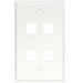 Unirise 4Port Wall Plate, Single Gang, White - WP-4P-WHT