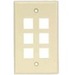 Unirise 6Port Wall Plate, Single Gang, Ivory - WP-6P-IVY