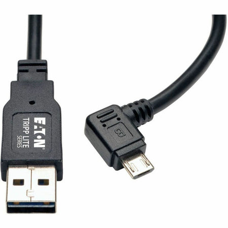 Eaton Tripp Lite Series Dedicated Reversible USB Charging Cable (Reversible A to Right-Angle 5-Pin Micro B) Black, 3 ft. (0.91 m) - UR05C-003-RB