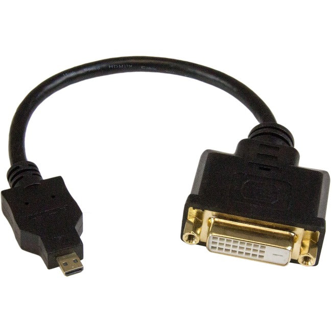 StarTech.com Micro HDMI to DVI Adapter, Micro HDMI to DVI Converter, Micro HDMI Type-D Device to DVI-D Monitor/Display, 8in (20cm) Cable - HDDDVIMF8IN