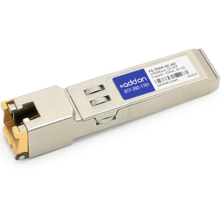 AddOn Fortinet FG-TRAN-GC Compatible TAA Compliant 10/100/1000Base-TX SFP Transceiver (Copper, 100m, RJ-45) - FG-TRAN-GC-AO