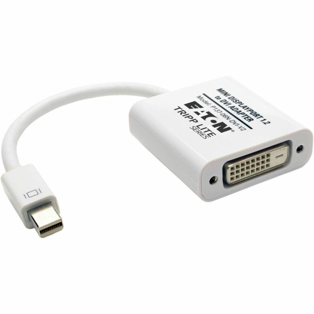 Eaton Tripp Lite Series Keyspan Mini DisplayPort to DVI Active Adapter Video Converter, DP ver 1.2 (M/F), 6-in. (15.24 cm) - P137-06N-DVI-V2