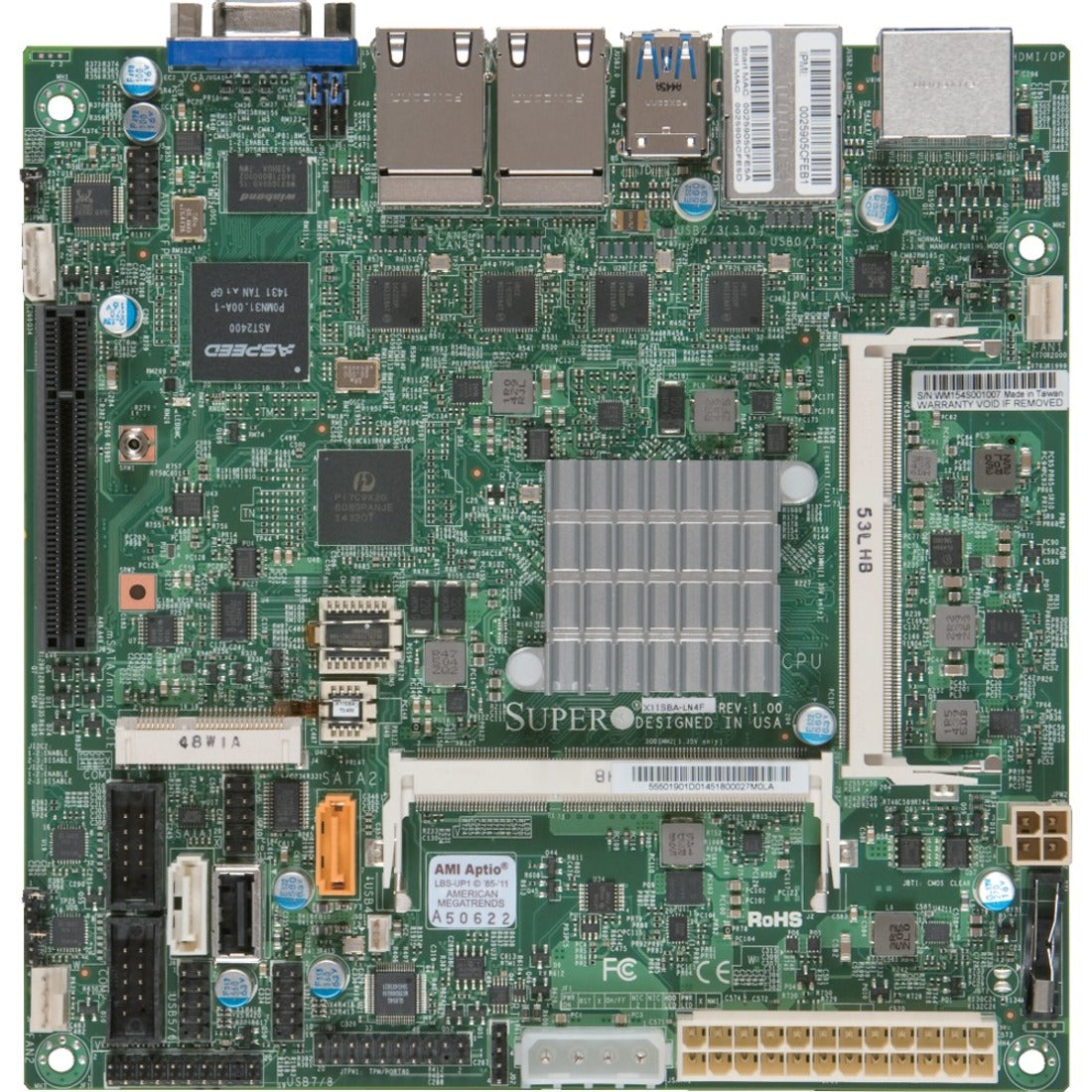 Supermicro X11SBA-LN4F Server Motherboard - Intel Chipset - Socket BGA-1170 - Mini ITX - MBD-X11SBA-LN4F-O