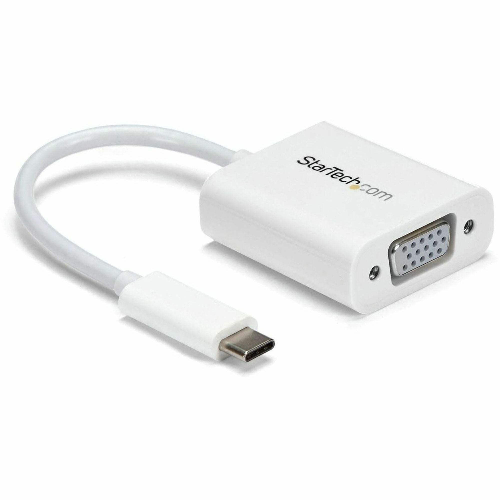 StarTech.com USB-C to VGA Adapter - White - Thunderbolt 3 Compatible - USB C Adapter - USB Type C to VGA Dongle Converter - CDP2VGAW