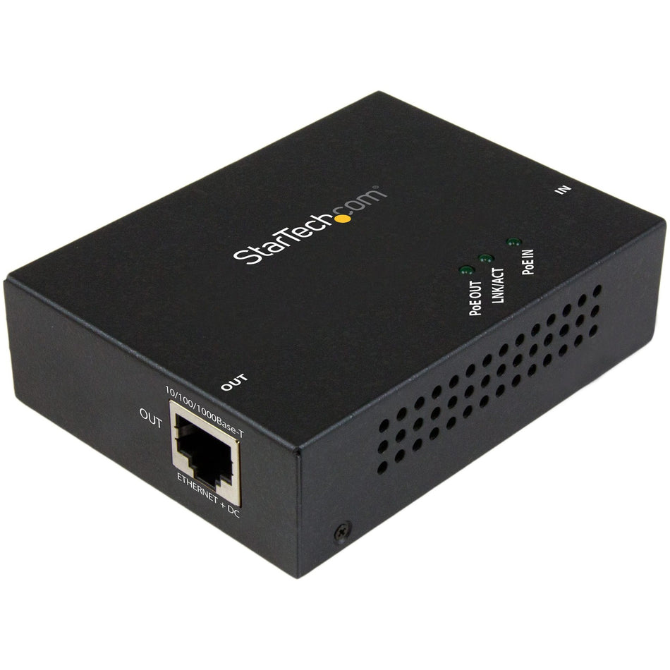 StarTech.com 1 Port Gigabit PoE+ Extender - 802.3at and 802.3af - 100 m (330 ft) - Power over Ethernet Extender - PoE Repeater Network Extender - POEEXT1GAT