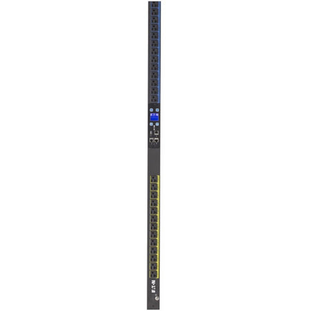 Eaton Metered Input rack PDU, 0U, L21-30P input, 8.64 kW max, 120/208V, 24A, 10 ft cord, Three-phase, Outlets: (24) 5-20R - EMI344-10