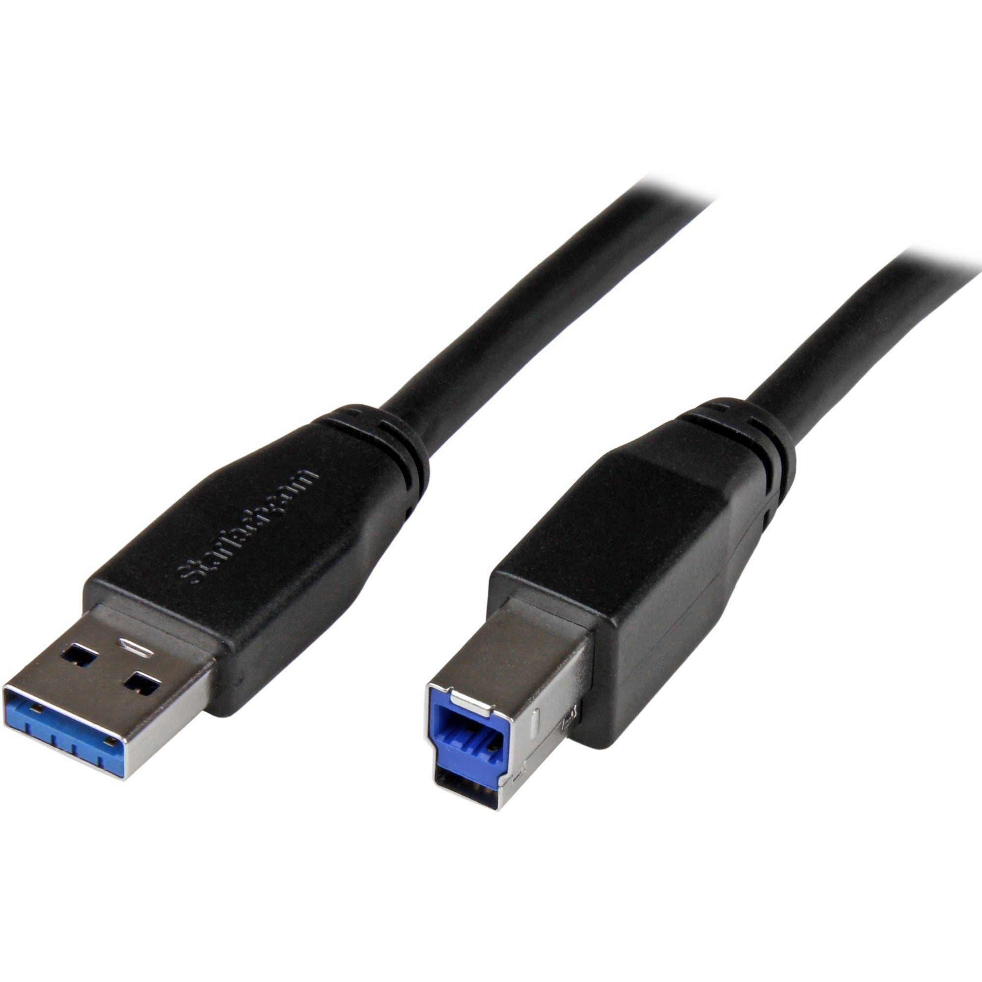 StarTech.com 5m 15 ft Active USB 3.0 (5Gbps) USB-A to USB-B Cable - M/M - USB A to B Cable - USB 3.2 Gen 1 - USB3SAB5M