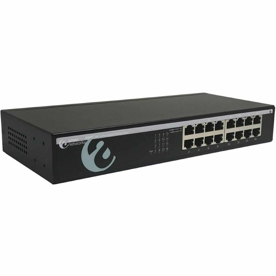 Amer Networks 16-Port 10/100/1000Base-T Gigabit Ethernet Desktop Switch SGRD16 - SGRD16