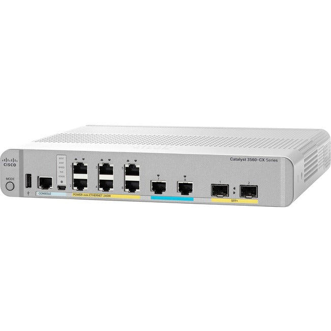 Cisco 3560-CX Switch 6 GE PoE+, 2 MultiGE PoE+, uplinks: 2 x 10G SFP+, IP Base - WS-C3560CX-8XPD-S