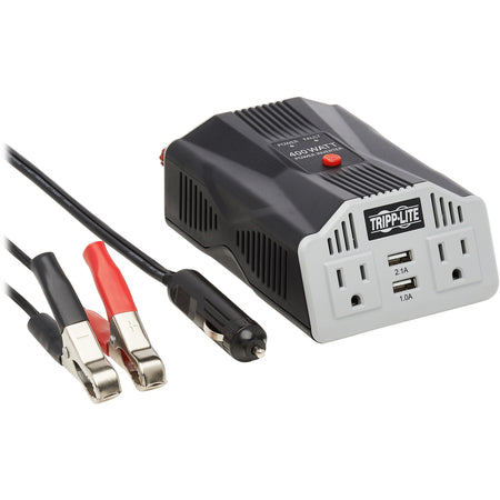 Tripp Lite by Eaton 400W PowerVerter Ultra-Compact Car Inverter with 2 AC/2USB - 3.1A/Battery Cables/Cigarette Lighter Adapter (CLA) - PV400USB
