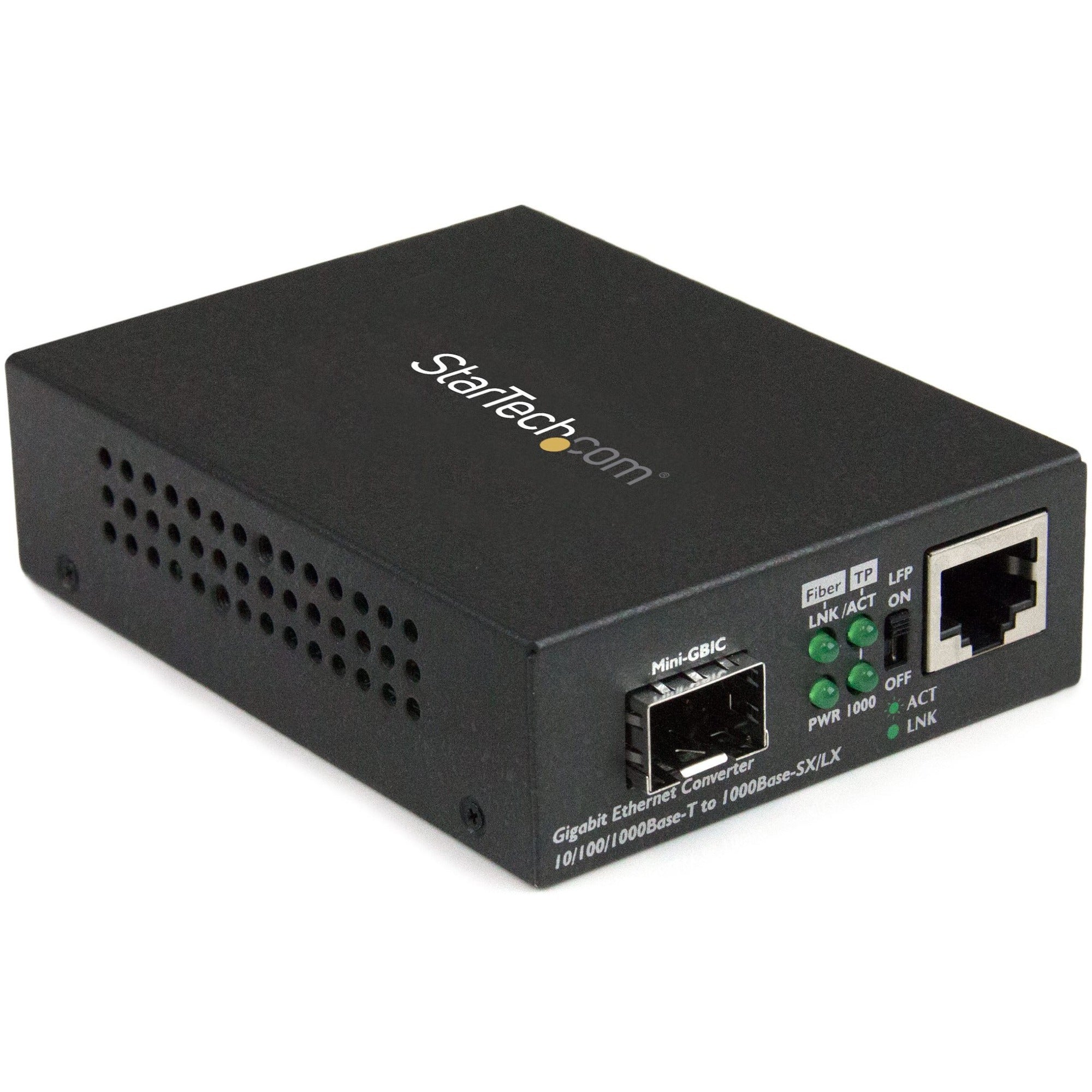 StarTech.com Gigabit Ethernet Fiber Media Converter with Open SFP Slot - Supports 10/100/1000 Networks - MCM1110SFP