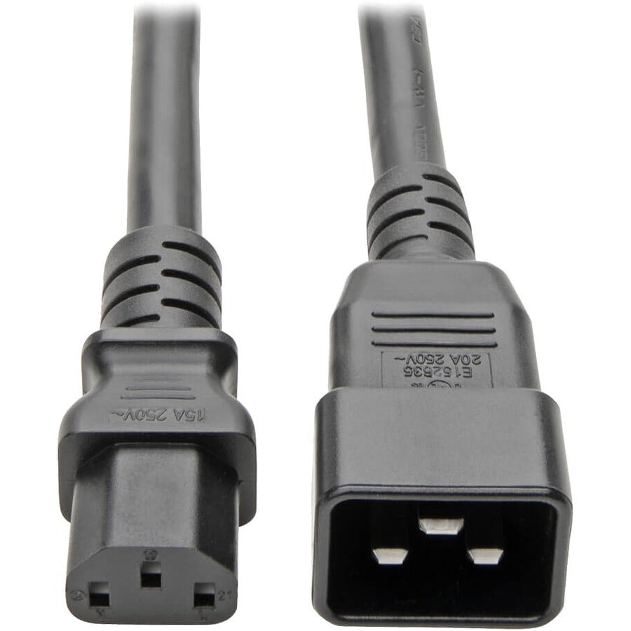 Tripp Lite by Eaton C20 to C13 Power Cord for Computer - Heavy-Duty 15A 100-250V 14 AWG 3 ft. (0.91 m) Black - P032-003