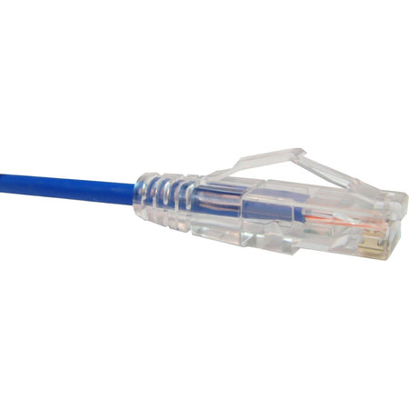 Unirise Clearfit Slim Cat6 Patch Cable, 28AWG, Snagless, Blue, 1ft - CS6-01F-BLU