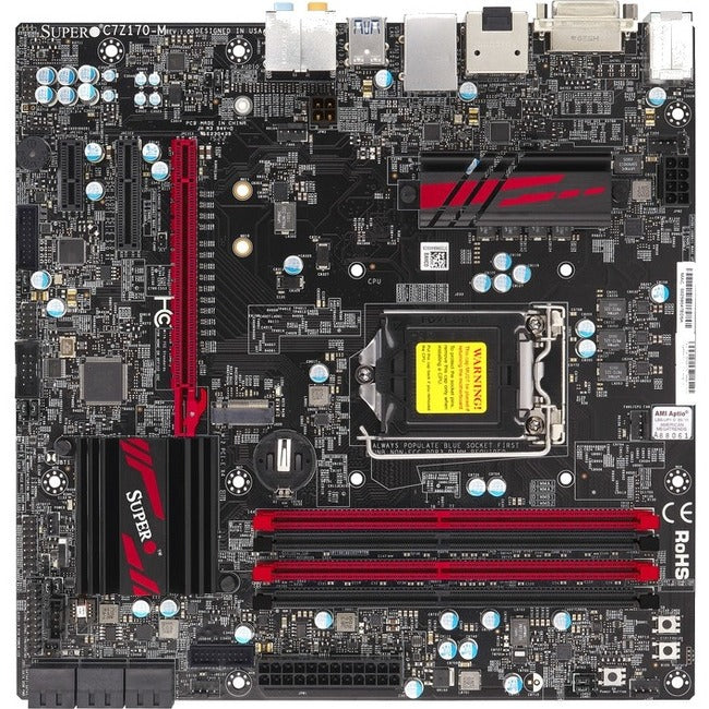 Supermicro C7Z170-M Desktop Motherboard - Intel Z170 Chipset - Socket H4 LGA-1151 - Micro ATX - MBD-C7Z170-M-O