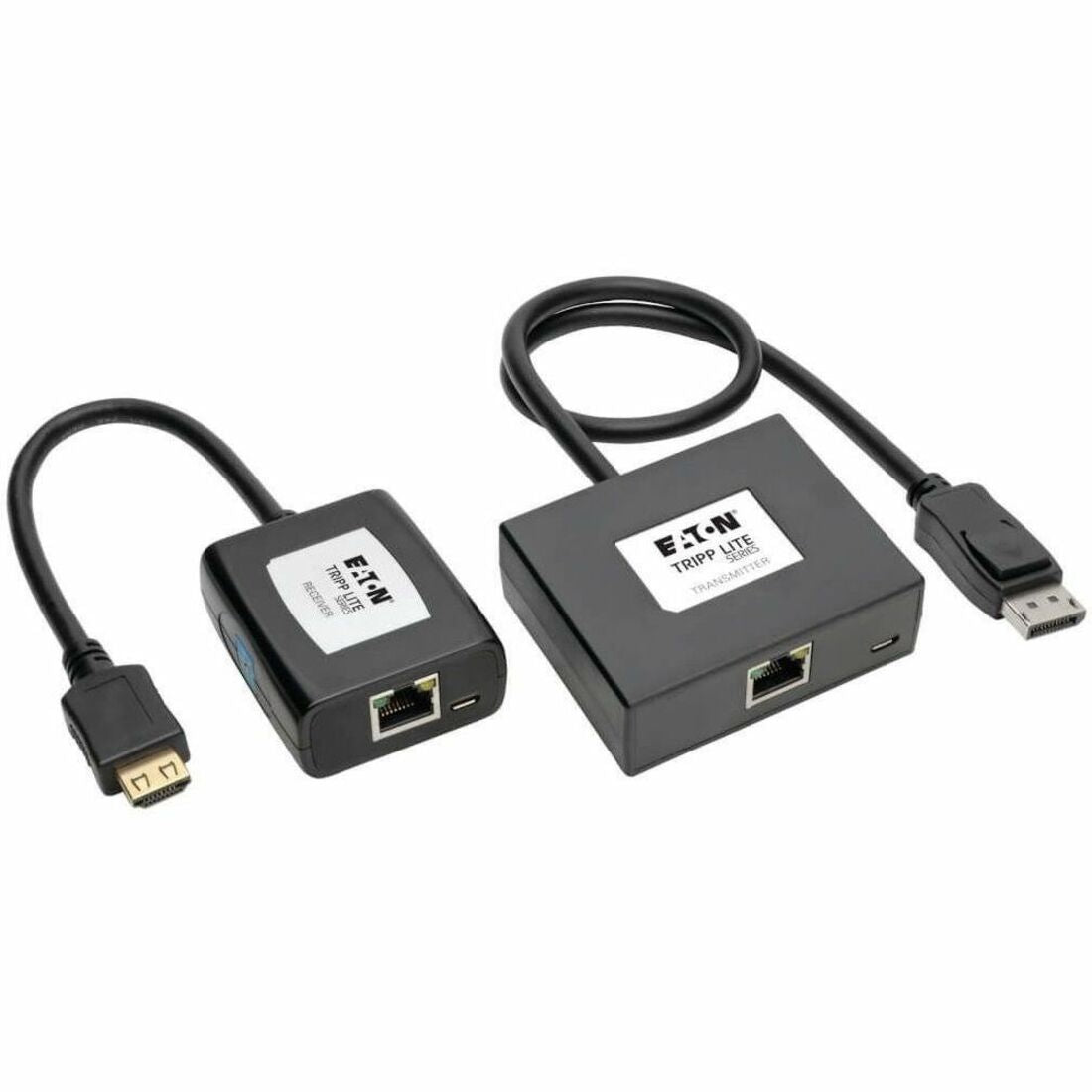 Tripp Lite by Eaton DisplayPort to HDMI over Cat5/6 Active Extender Kit Pigtail Transmitter/Receiver for Video/Audio 150 ft. (45 m) TAA - B150-1A1-HDMI
