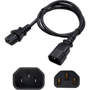 6ft C13 Female to C14 Male 14AWG 100-250V at 10A Black Power Cable - ADD-C132C1414AWG6FT