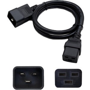 6ft C19 Female to C20 Male 20AWG 100-250V at 10A Black Power Cable - ADD-C192C2020AWG6FT