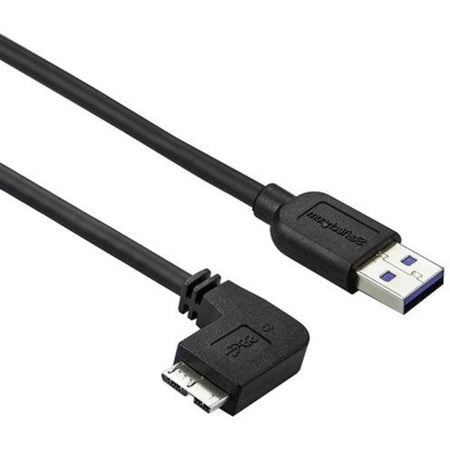 StarTech.com 0.5m 20in Slim Micro USB 3.0 (5Gbps) Cable - M/M - USB 3.0 A to Left-Angle Micro USB - USB 3.2 Gen 1 - USB3AU50CMLS