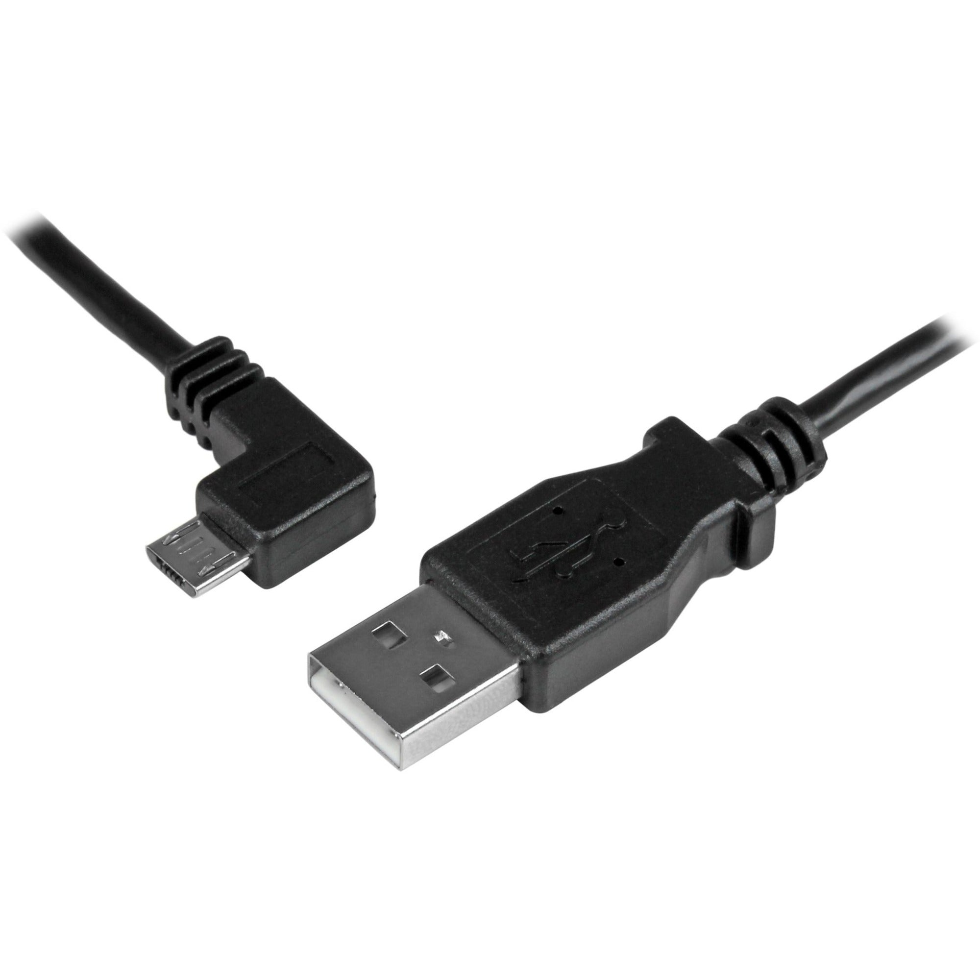 StarTech.com 1m 3 ft Left Angle Micro-USB Charge-and-Sync Cable M/M - USB 2.0 A to Micro-USB - 30/24 AWG - USBAUB1MLA