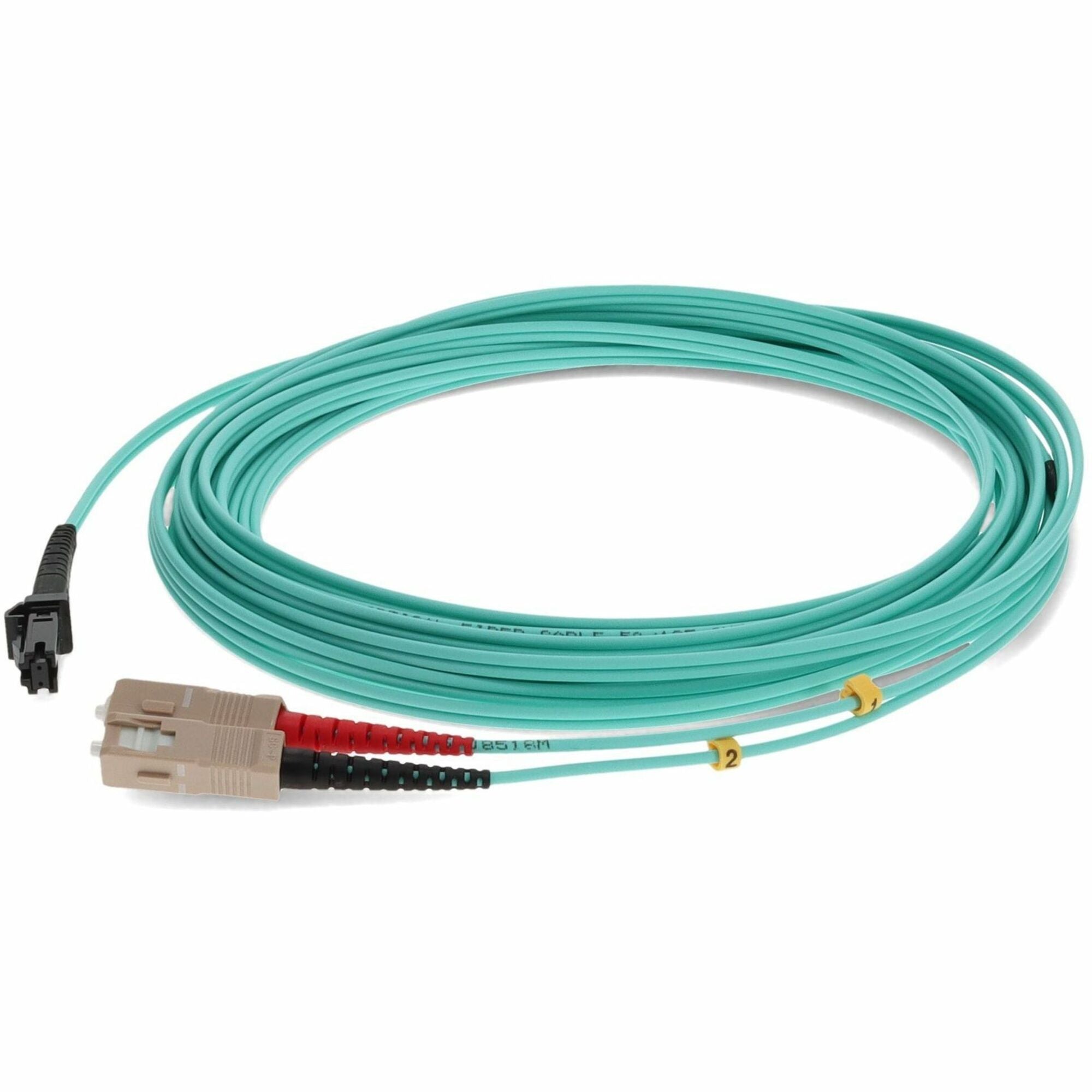 AddOn 10m SC to MT-RJ Aqua OM3 Duplex OFNR (Riser-Rated) Fiber Patch Cable - ADD-SC-MTRJ-10M5OM3