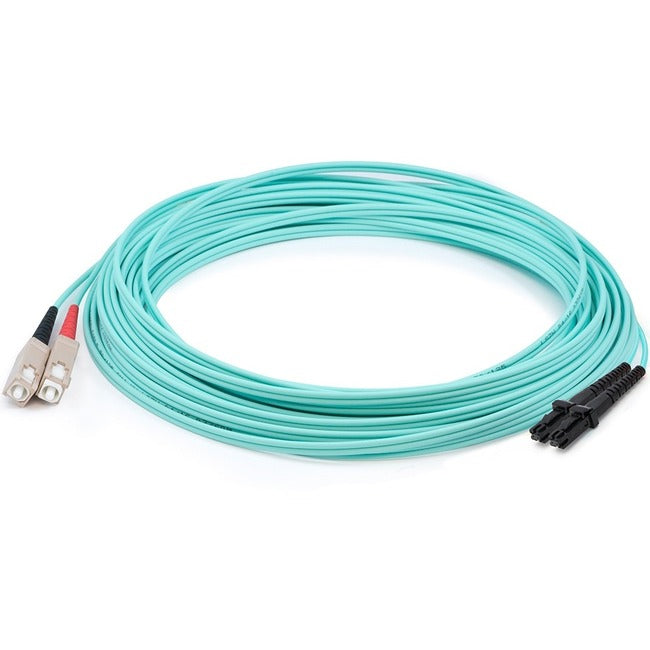 AddOn 15m MT-RJ (Male) to SC (Male) Aqua OM3 Duplex Fiber OFNR (Riser-Rated) Patch Cable - ADD-SC-MTRJ-15M5OM3