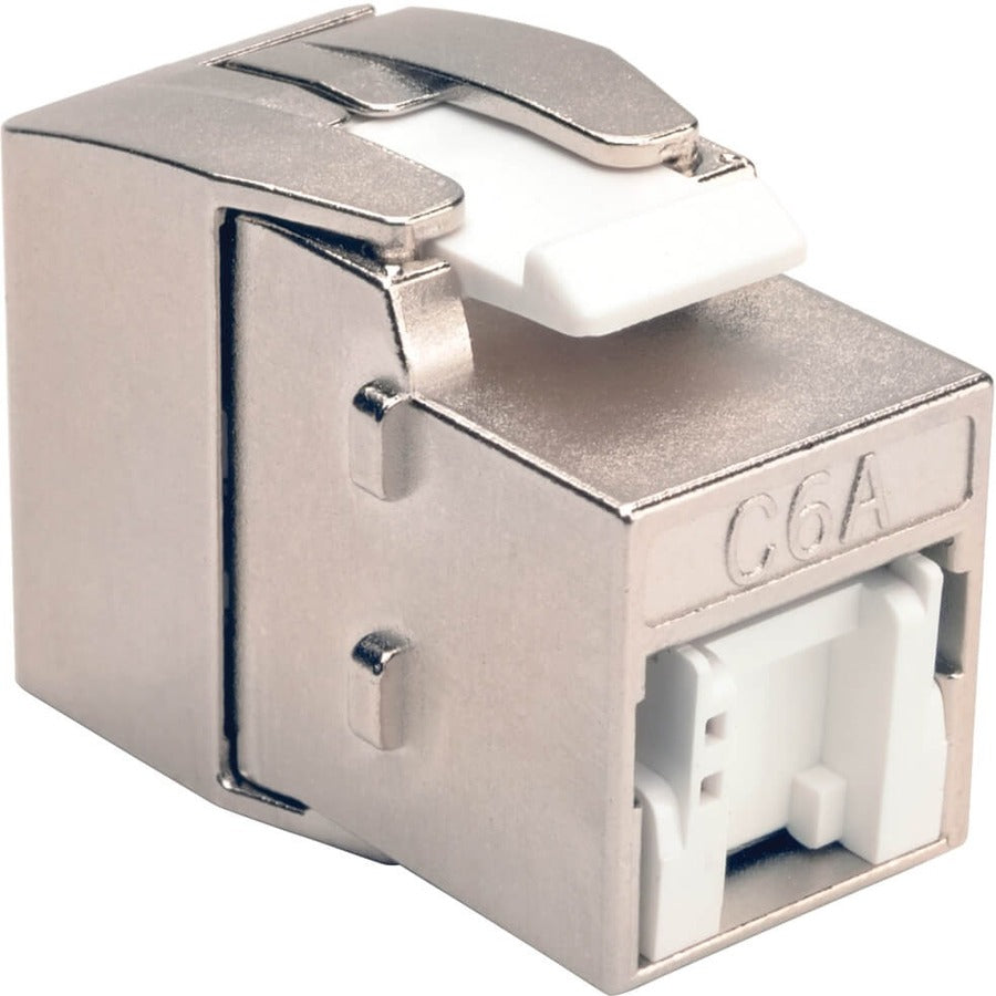 Tripp Lite by Eaton Toolless Shielded Cat6a Keystone Jack PoE/PoE+ Compliant Shuttered - Silver TAA - N238-001-SH-TFA