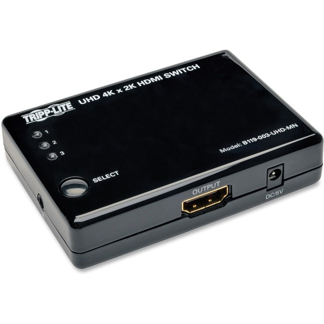 Tripp Lite by Eaton 3-Port HDMI Mini Switch with Remote Control - 4K (HDMI F/3xF), 3D, HDCP 1.4, EDID - B119-003-UHD-MN