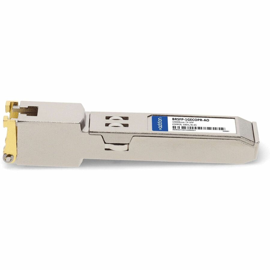 AddOn Brocade&reg; (Formerly) BRSFP-1GECOPR Compatible TAA 10/100/1000Base-TX SFP Transceiver (Copper, 100m, RJ-45) - BRSFP-1GECOPR-AO