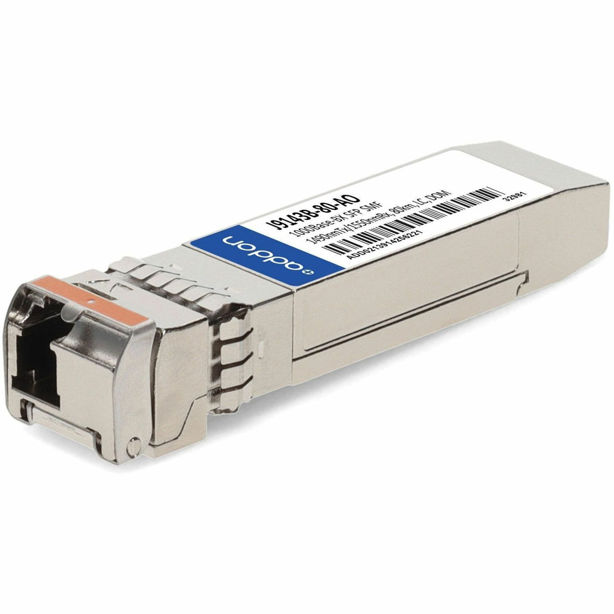 AddOn HP&reg; J9143B Compatible TAA 1000Base-BX SFP Transceiver (SMF, 1490nmTx/1550nmRx, 80km, LC, DOM) - J9143B-80-AO