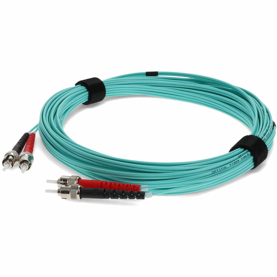 AddOn 5m ST to ST Aqua OM3 Duplex OFNR (Riser-Rated) Fiber Patch Cable - ADD-ST-ST-5M5OM3