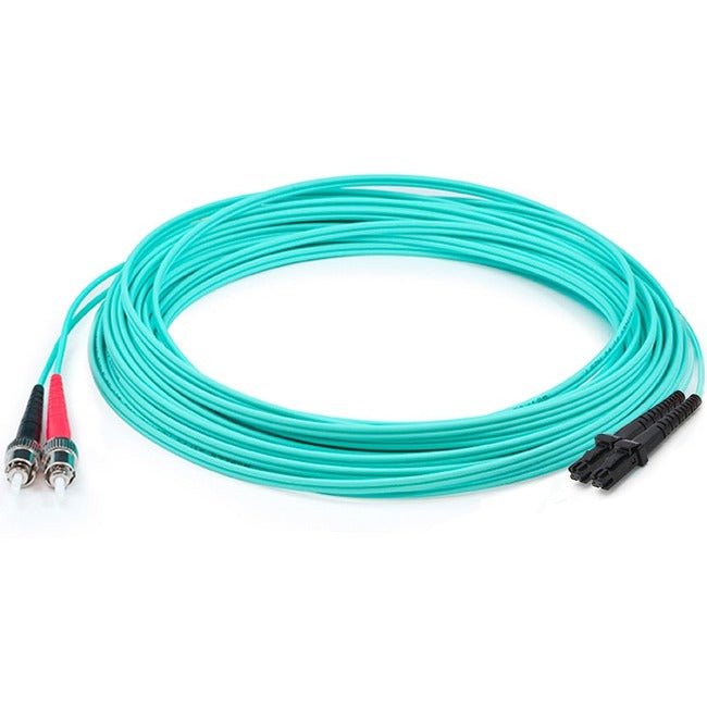 AddOn 3m MT-RJ (Male) to ST (Male) Aqua OM3 Duplex Fiber OFNR (Riser-Rated) Patch Cable - ADD-ST-MTRJ-3M5OM3