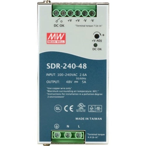 Black Box DIN Rail Power Supply - 240 Watts, 48 VDC - SDR-240-48
