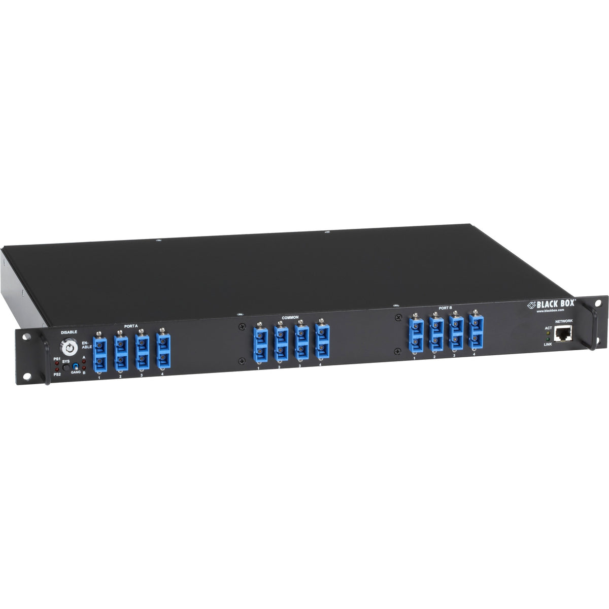 Black Box Rackmount Gang Switch - 19" , 1U, (4) Duplex Multimode SC, Network Manageable - NBS004MA
