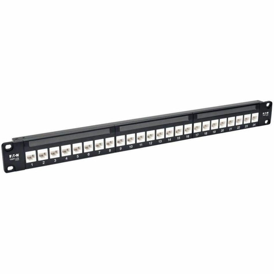 Tripp Lite by Eaton 24-Port 1U Rack-Mount Cat6a Feedthrough Patch Panel RJ45 Ethernet - N254-024-6A