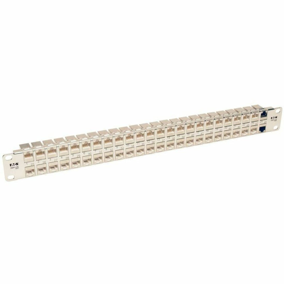 Tripp Lite by Eaton 48-Port 1U Rack-Mount STP Shielded Cat6a Feedthrough Patch Panel RJ45 Ethernet TAA - N254-048-SH-6A