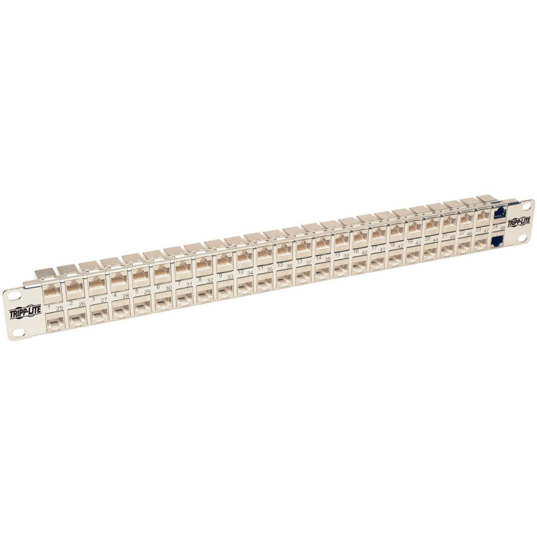 Eaton Tripp Lite Series 48-Port 1U Rack-Mount STP Shielded Cat6a Feedthrough Patch Panel, RJ45 Ethernet, TAA - N254-048-SH-6A